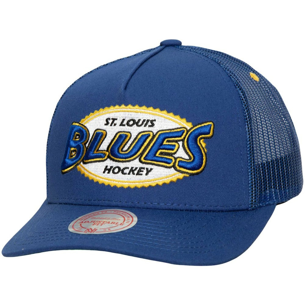 St. Louis Blues - Mitchell & Ness Team Seal Trucker Snapback Hat Blue