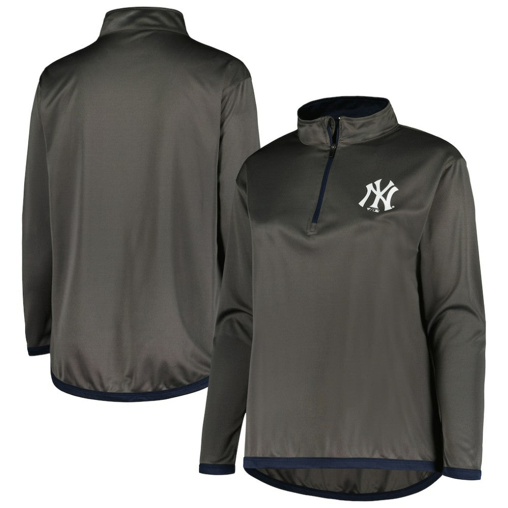 New York Yankees Profile Women's Plus Size Quarter-Zip Jacket Sale