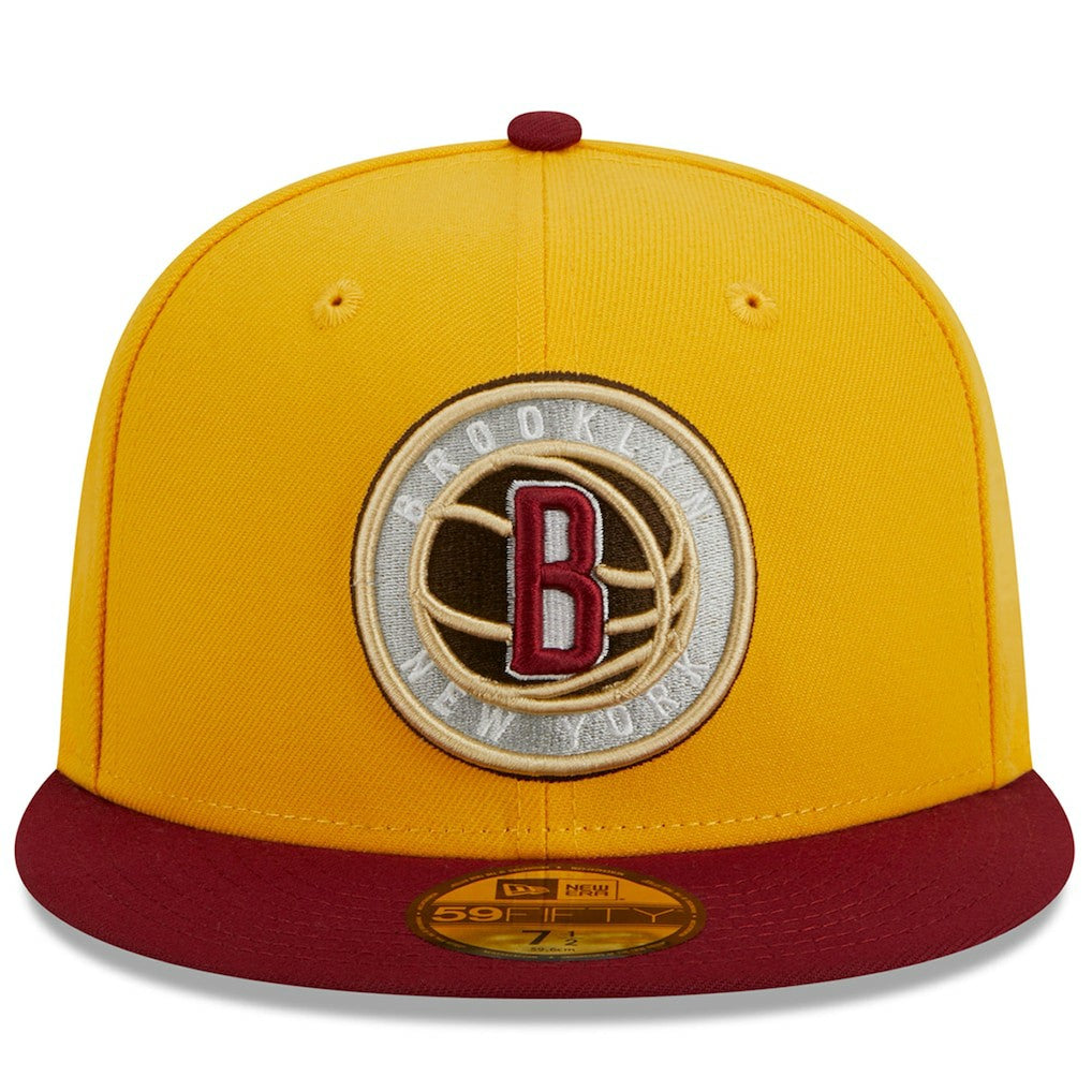 New Era - Brooklyn Nets Fall Leaves 2-Tone 59FIFTY Fitted Hat - Yellow/Red