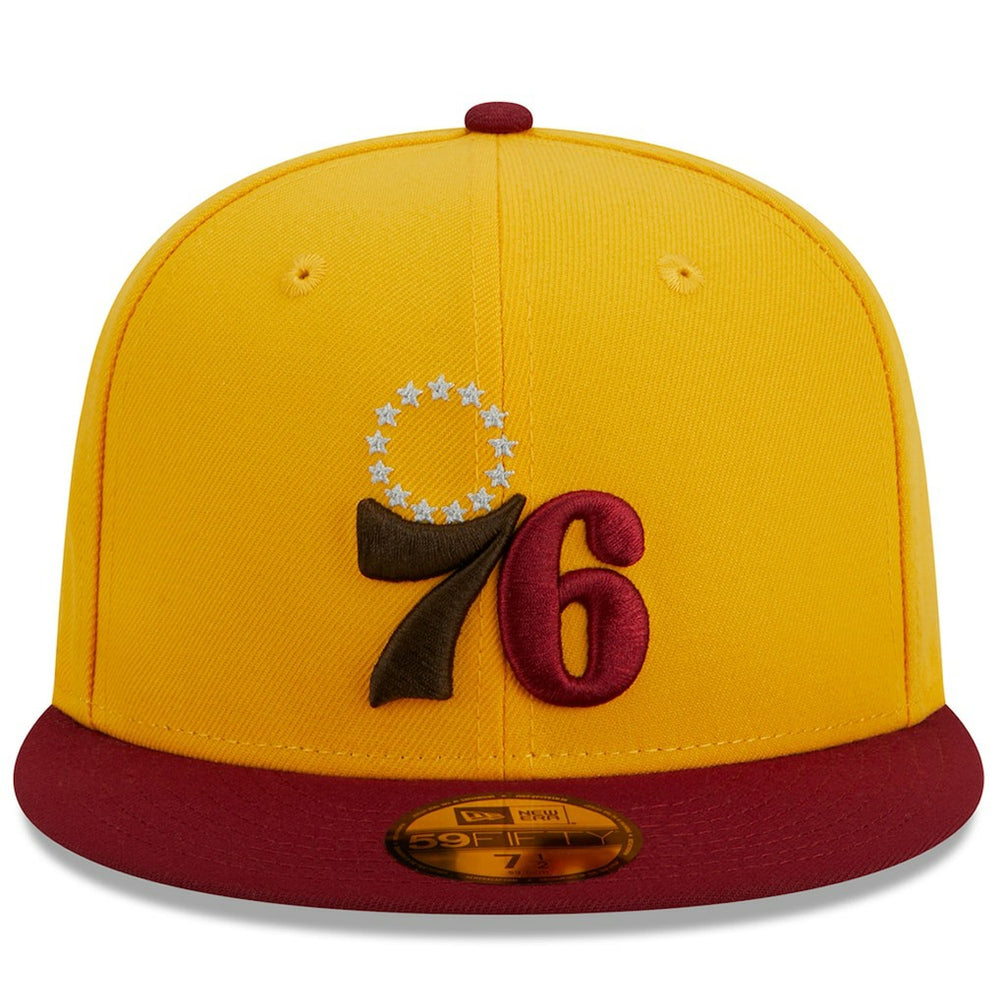 New Era - Philadelphia 76ers Fall Leaves 2-Tone 59FIFTY Fitted Hat - Yellow/Red