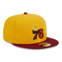 New Era - Philadelphia 76ers Fall Leaves 2-Tone 59FIFTY Fitted Hat - Yellow/Red