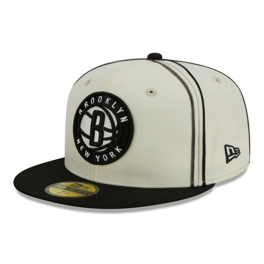 New Era - Brooklyn Nets Piping 2-Tone 59FIFTY Fitted Hat - Cream/Black