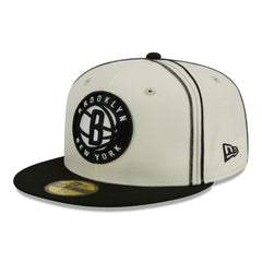 New Era - Brooklyn Nets Piping 2-Tone 59FIFTY Fitted Hat - Cream/Black