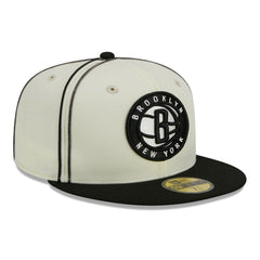 New Era - Brooklyn Nets Piping 2-Tone 59FIFTY Fitted Hat - Cream/Black