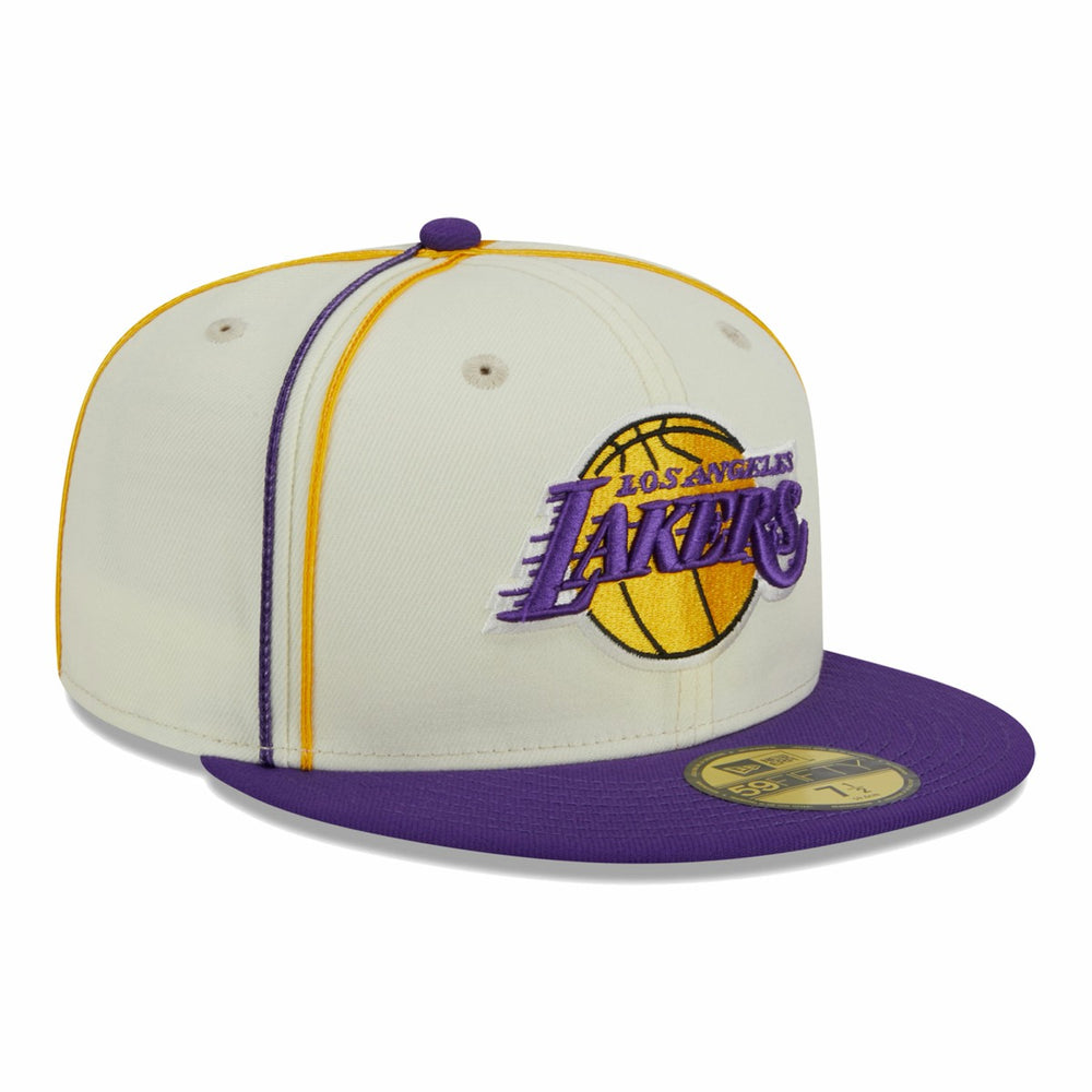 New Era - Los Angeles Lakers Piping 2-Tone 59FIFTY Fitted Hat - Cream/Purple