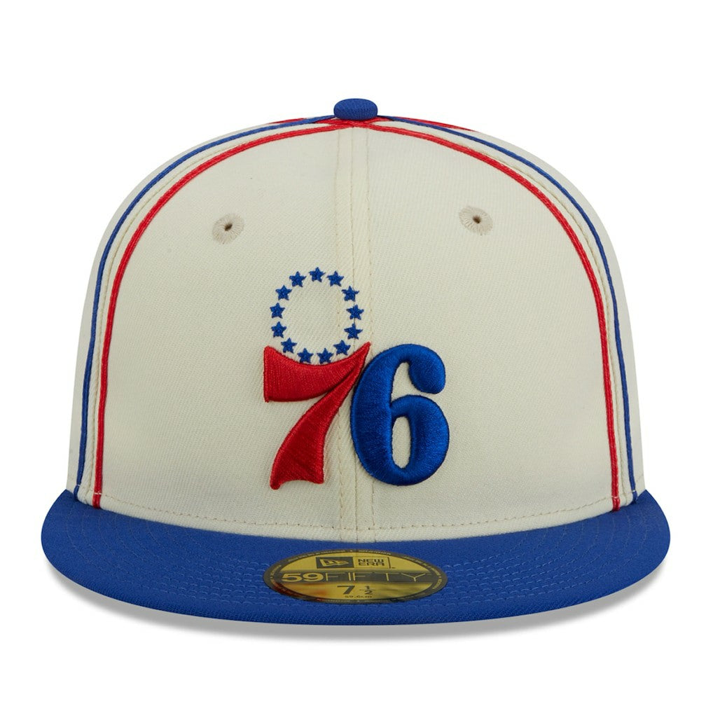 New Era - Philadelphia 76ers Piping 2-Tone 59FIFTY Fitted Hat - Cream/Royal