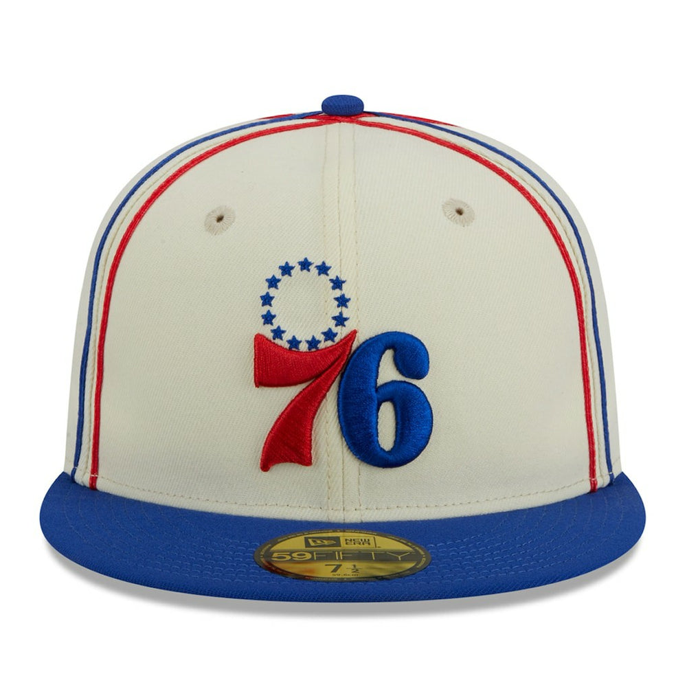 New Era - Philadelphia 76ers Piping 2-Tone 59FIFTY Fitted Hat - Cream/Royal