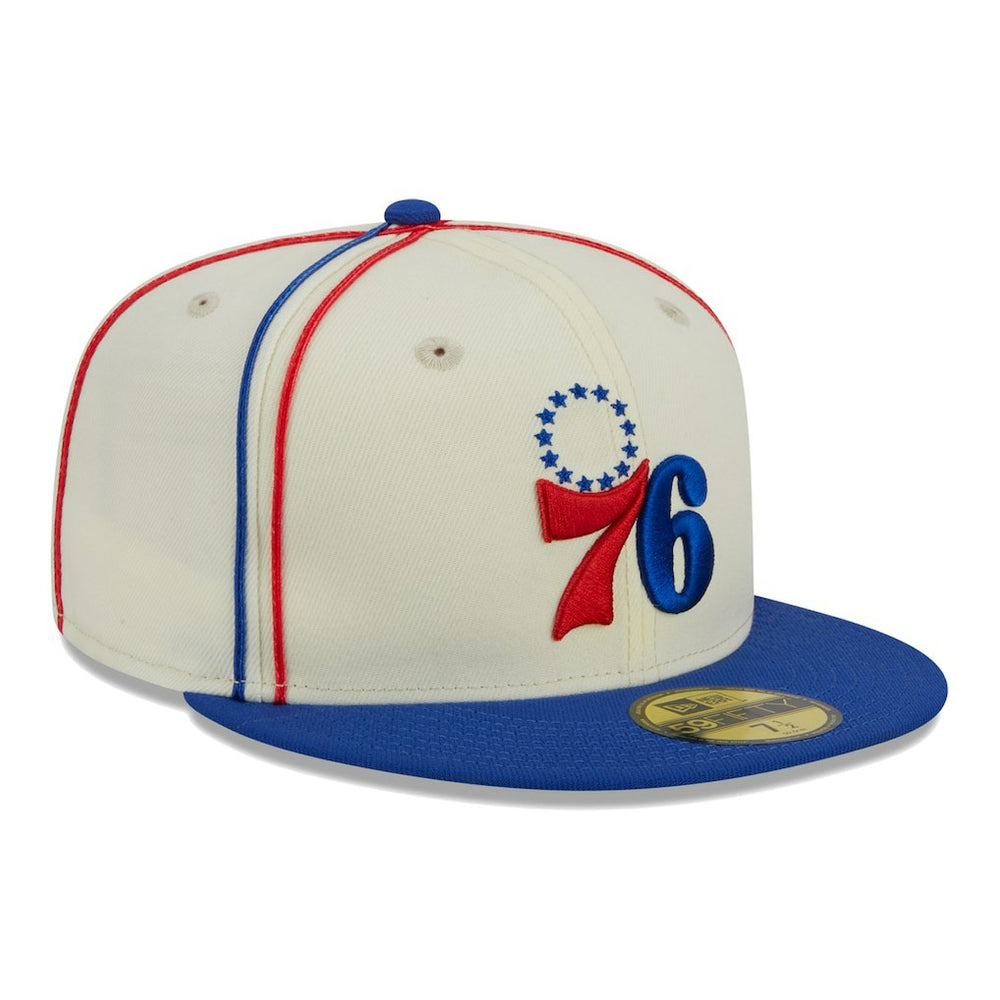 New Era - Philadelphia 76ers Piping 2-Tone 59FIFTY Fitted Hat - Cream/Royal