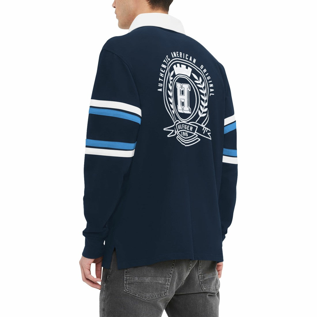 Tennessee Titans Tommy Hilfiger Cory Varsity Rugby Long Sleeve T-Shirt Navy - NFL