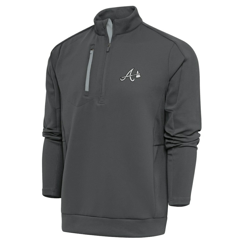 Atlanta Braves Antigua Metallic Generation Quarter-Zip Pullover Top Clearance