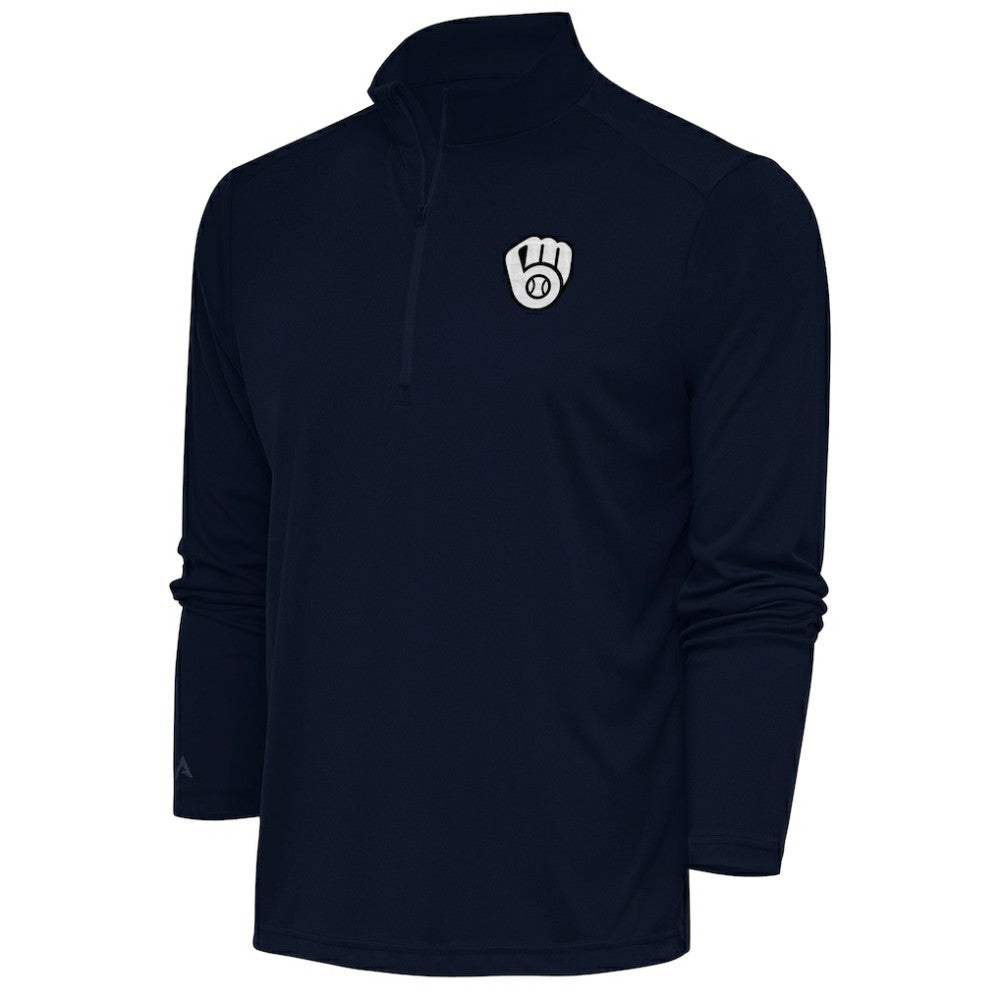 Milwaukee Brewers Antigua Metallic Tribute Quarter-Zip Top On Sale