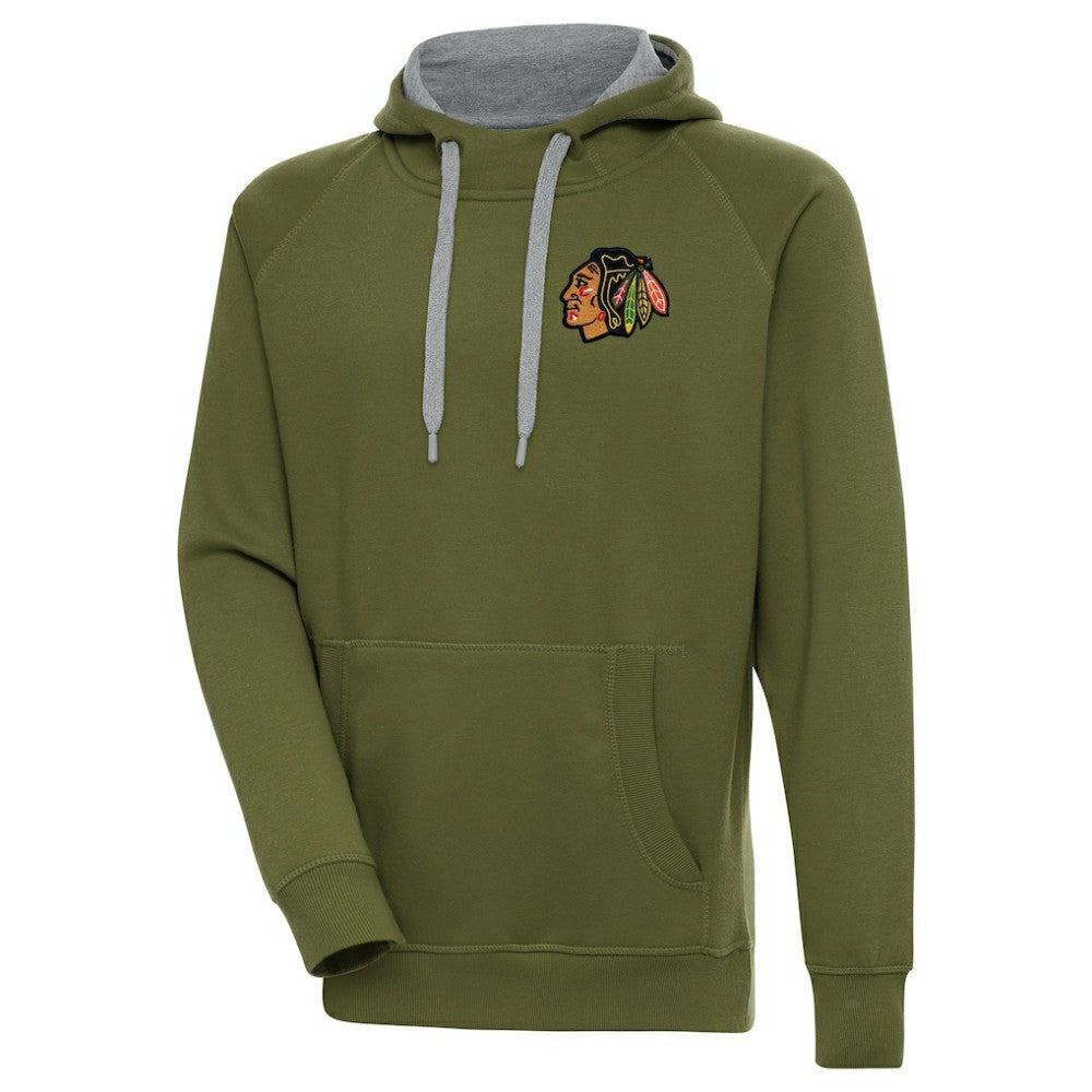 Chicago Blackhawks Antigua Victory Pullover Hoodie Olive