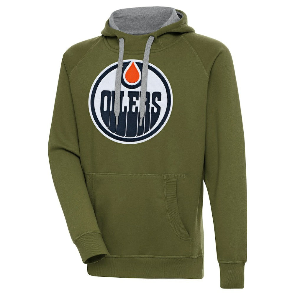 Edmonton Oilers - Antigua Victory Pullover Hoodie Olive