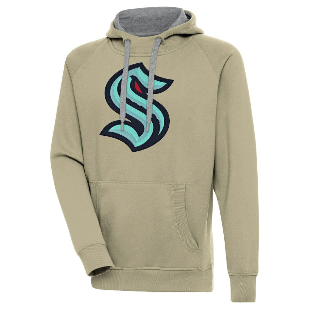 Seattle Kraken Antigua Victory Pullover Hoodie Khaki