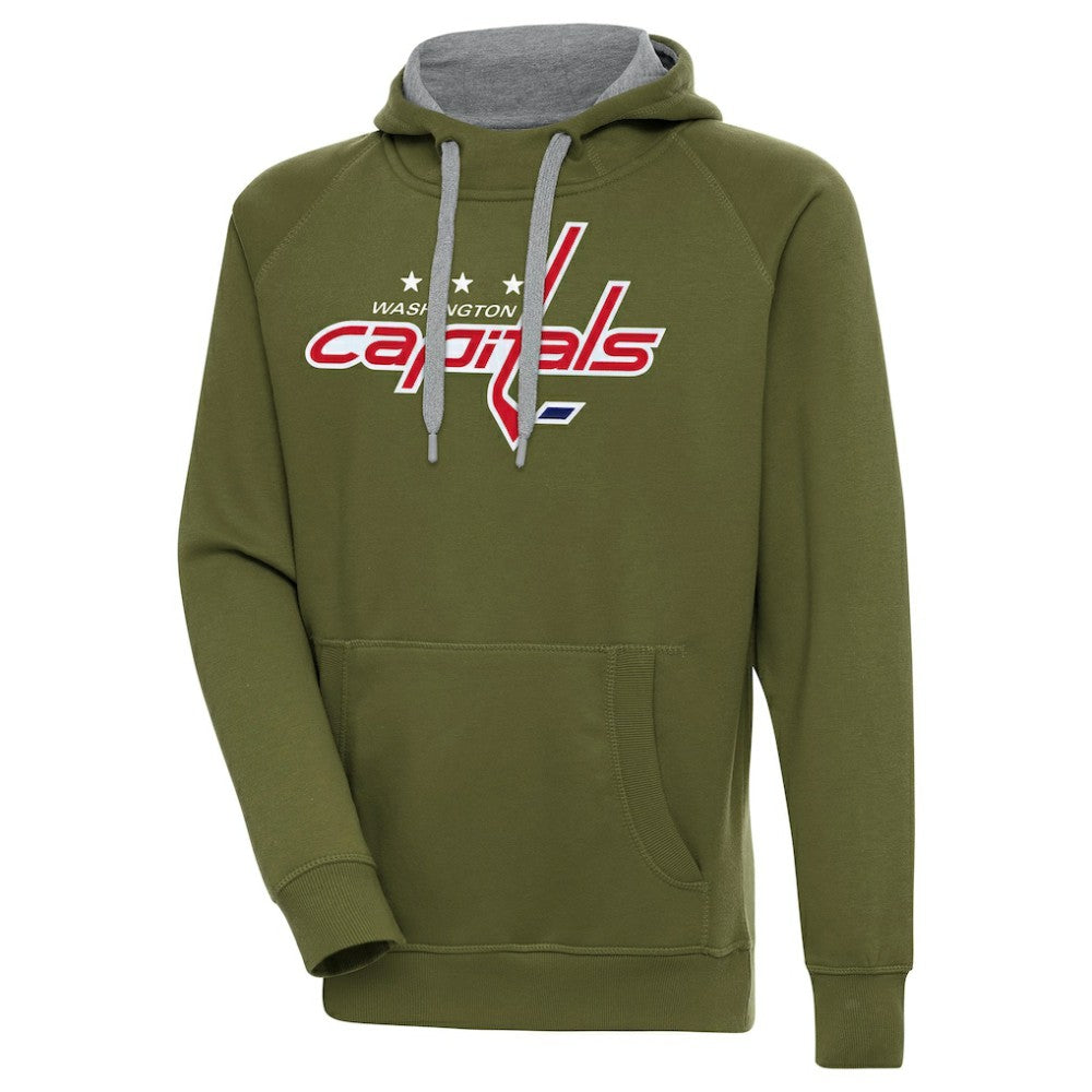 Washington Capitals Antigua Victory Pullover Hoodie Olive