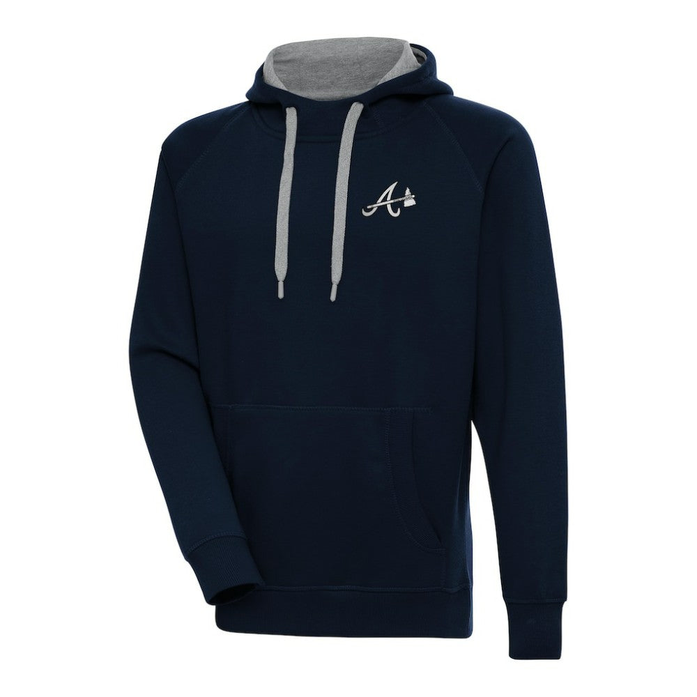 Atlanta Braves Antigua Metallic Victory Pullover Hoodie Lifestyle