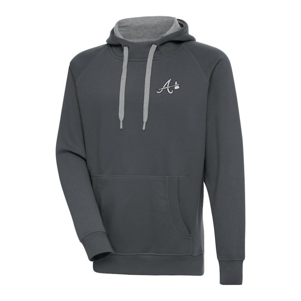 Atlanta Braves Antigua Metallic Victory Pullover Hoodie On Sale