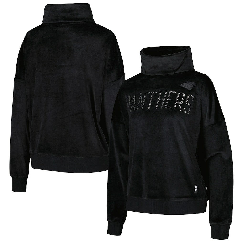 Carolina Panthers DKNY Sport Women's Deliliah Rhinestone Funnel Neck Pullover Sweatshirt Black - NFL