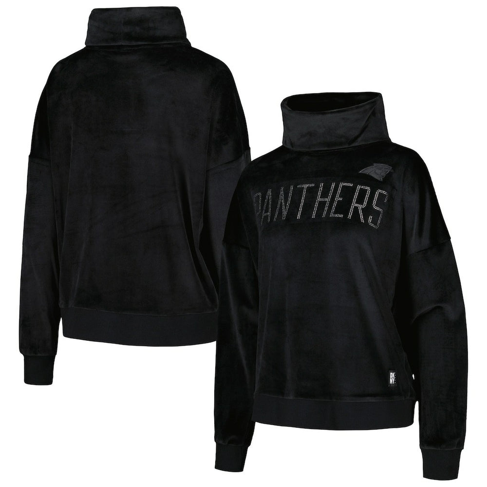 Carolina Panthers DKNY Sport Women's Deliliah Rhinestone Funnel Neck Pullover Sweatshirt Black - NFL