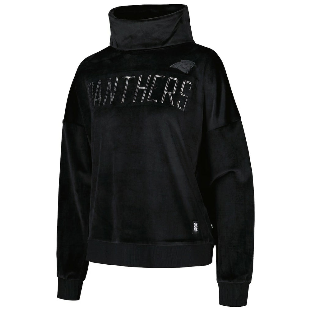 Carolina Panthers DKNY Sport Women's Deliliah Rhinestone Funnel Neck Pullover Sweatshirt Black - NFL
