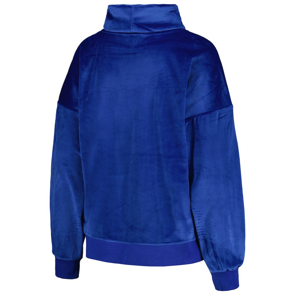 Los Angeles Rams DKNY Sport Women's Deliliah Rhinestone Funnel Neck Pullover Sweatshirt Royal - NFL