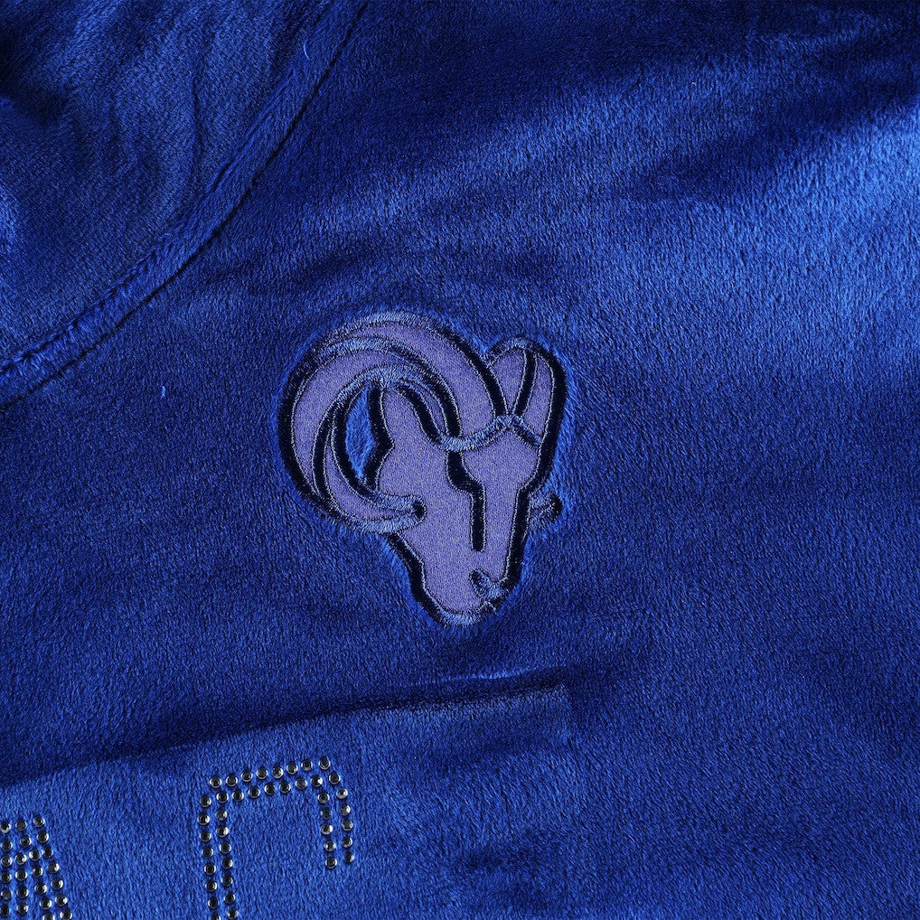 Los Angeles Rams DKNY Sport Women's Deliliah Rhinestone Funnel Neck Pullover Sweatshirt Royal - NFL