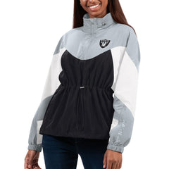 Las Vegas Raiders G-III 4Her by Carl Banks Women's Tie Breaker Lightweight Quarter-Zip Jacket Black/Silver - NFL