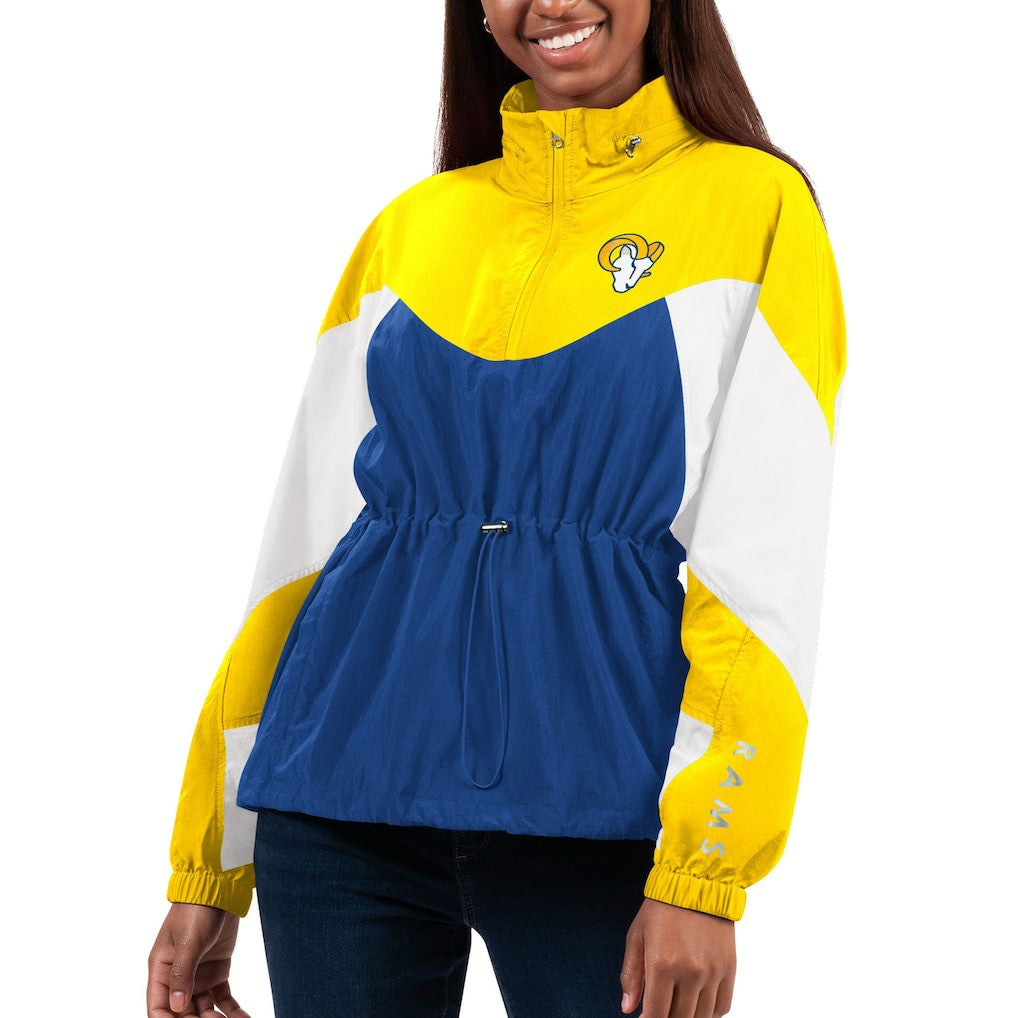 Los Angeles Rams G-III 4Her by Carl Banks Women's Tie Breaker Lightweight Quarter-Zip Jacket Royal/Gold - NFL