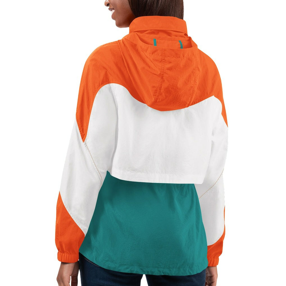 Miami Dolphins G-III 4Her by Carl Banks Women's Tie Breaker Lightweight Quarter-Zip Jacket Aqua/Orange - NFL