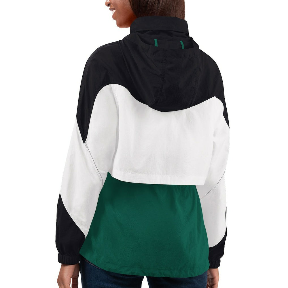 New York Jets G-III 4Her by Carl Banks Women's Tie Breaker Lightweight Quarter-Zip Jacket Green/Black - NFL
