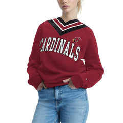 Arizona Cardinals Tommy Hilfiger Women's Heidi V-Neck Pullover Sweatshirt Cardinal - NFL