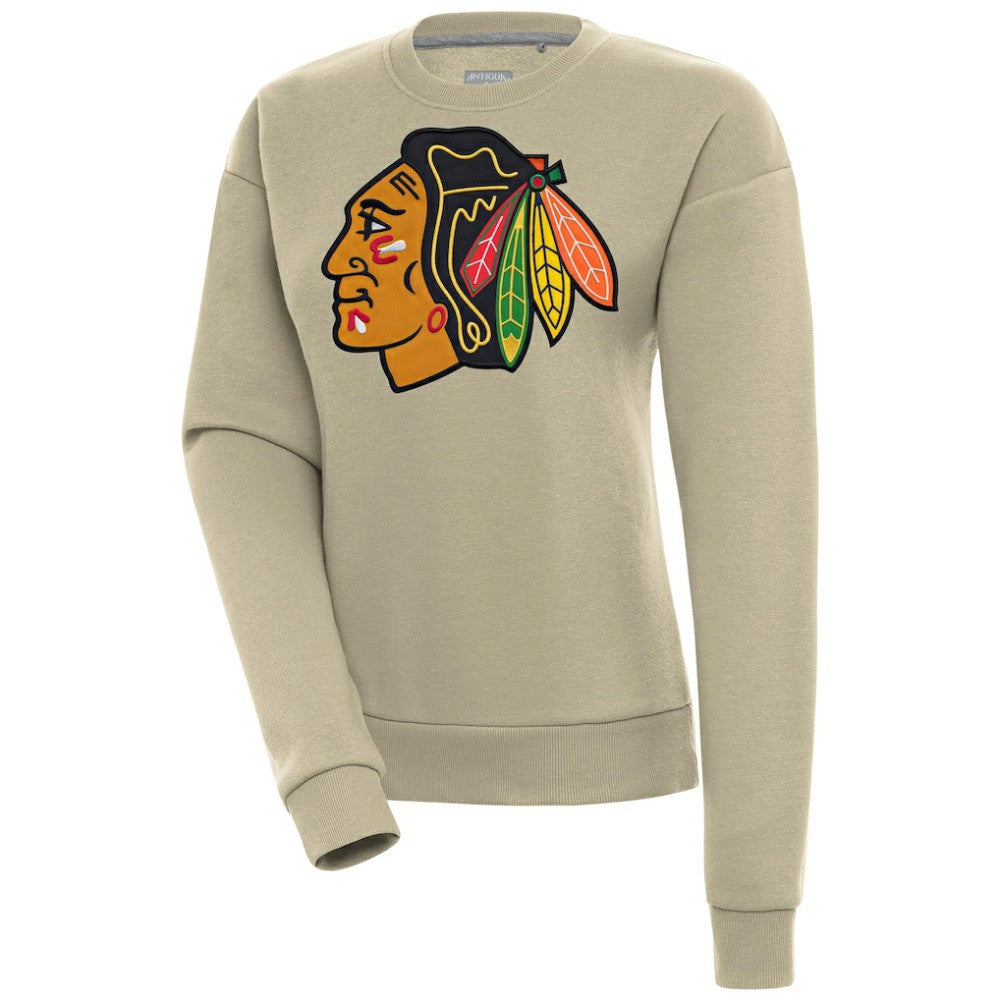 Chicago Blackhawks Antigua Women's Victory Pullover Sweatshirt Khaki