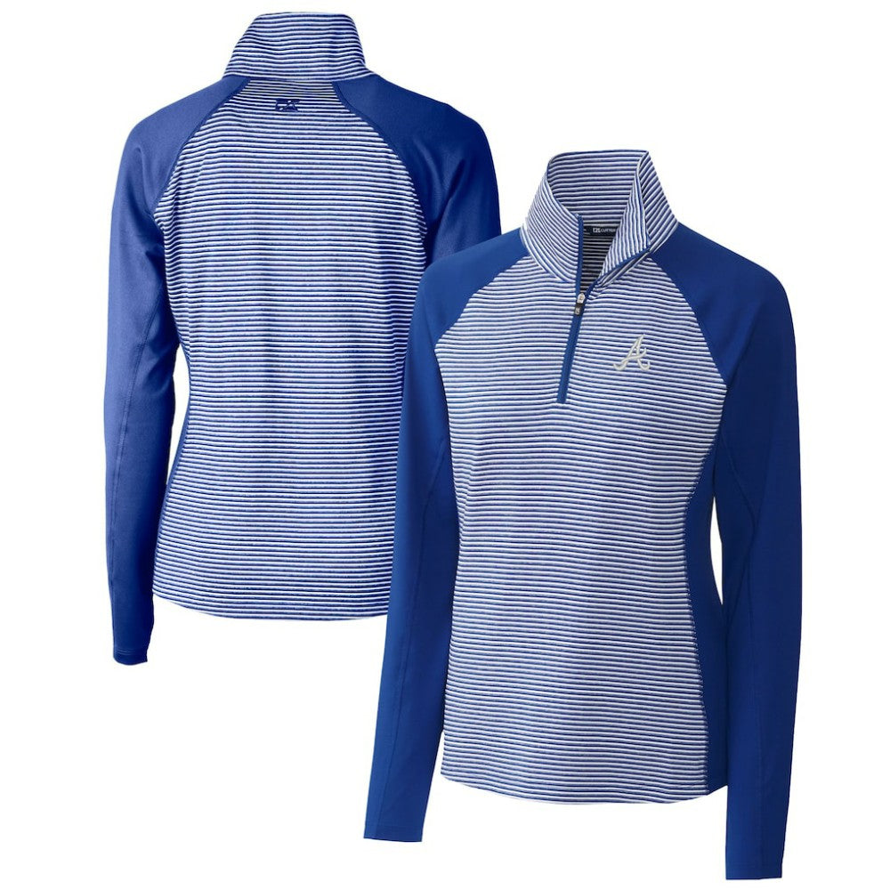 Atlanta Braves Cutter & Buck Women's DryTec Forge Tonal Stripe Half-Zip Top discount