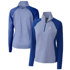 Atlanta Braves Cutter & Buck Women's DryTec Forge Tonal Stripe Half-Zip Top discount
