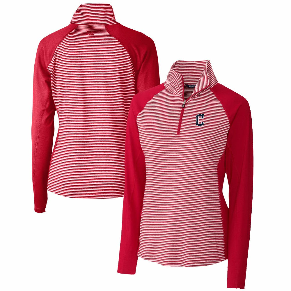 Cleveland Guardians Cutter & Buck Women's DryTec Forge Tonal Stripe Half-Zip Top On Sale