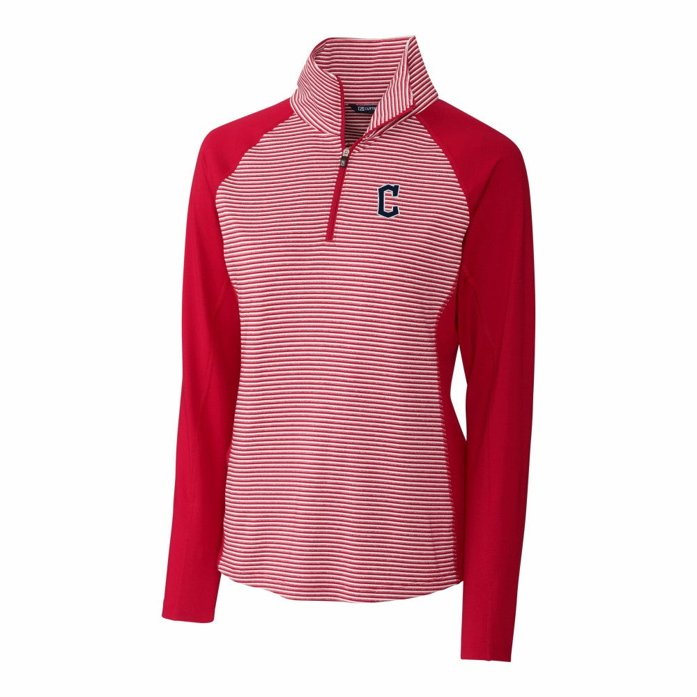 Cleveland Guardians Cutter & Buck Women's DryTec Forge Tonal Stripe Half-Zip Top On Sale