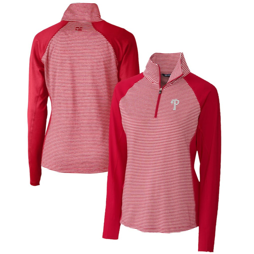 Philadelphia Phillies Cutter & Buck Women's DryTec Forge Tonal Stripe Half-Zip Top Near Me