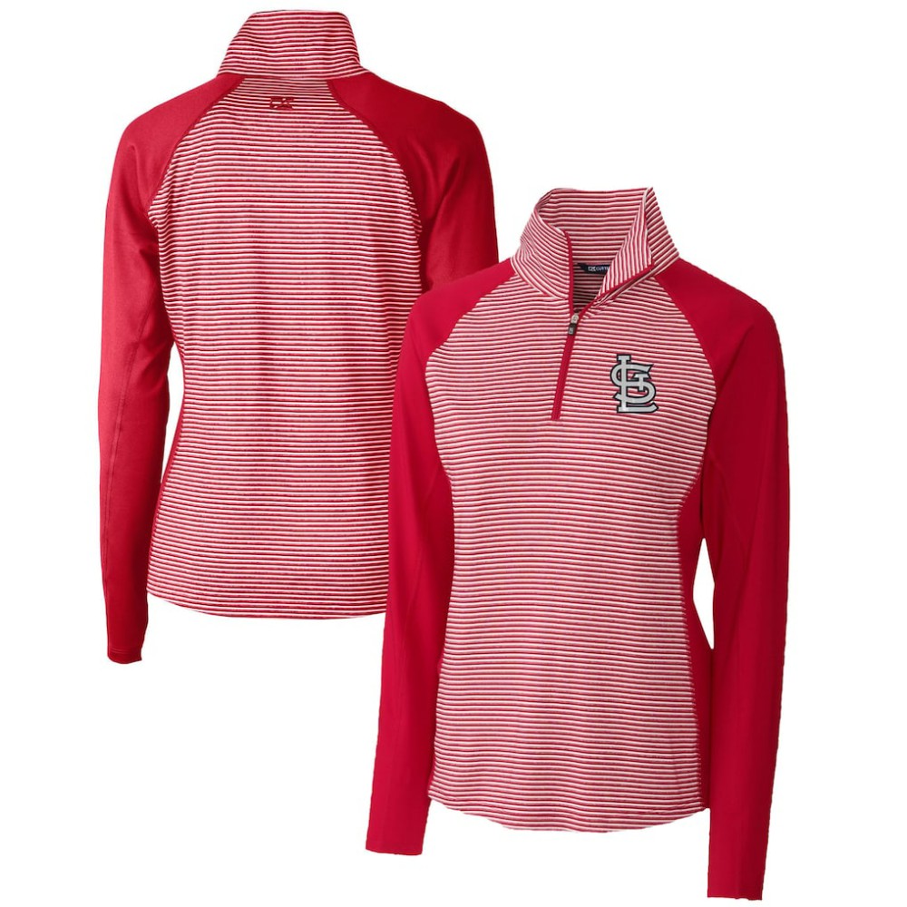 St. Louis Cardinals Cutter & Buck Women's DryTec Forge Tonal Stripe Half-Zip Top Sale