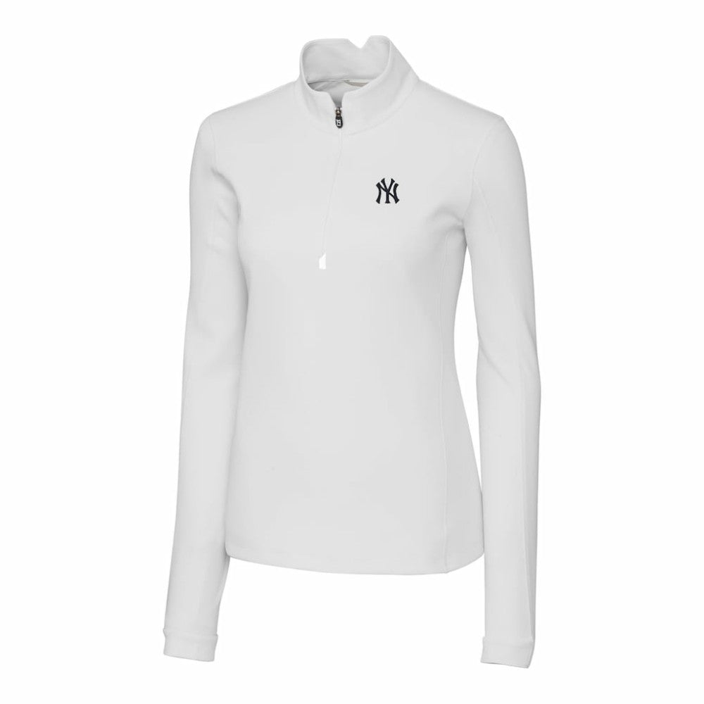 New York Yankees Cutter & Buck Women's DryTec Traverse Stretch Quarter-Zip Pullover Top Sale