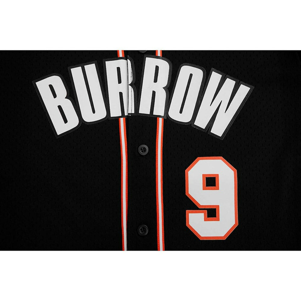 Joe Burrow Cincinnati Bengals Pro Standard Mesh Baseball Button-Up T-Shirt Black - NFL