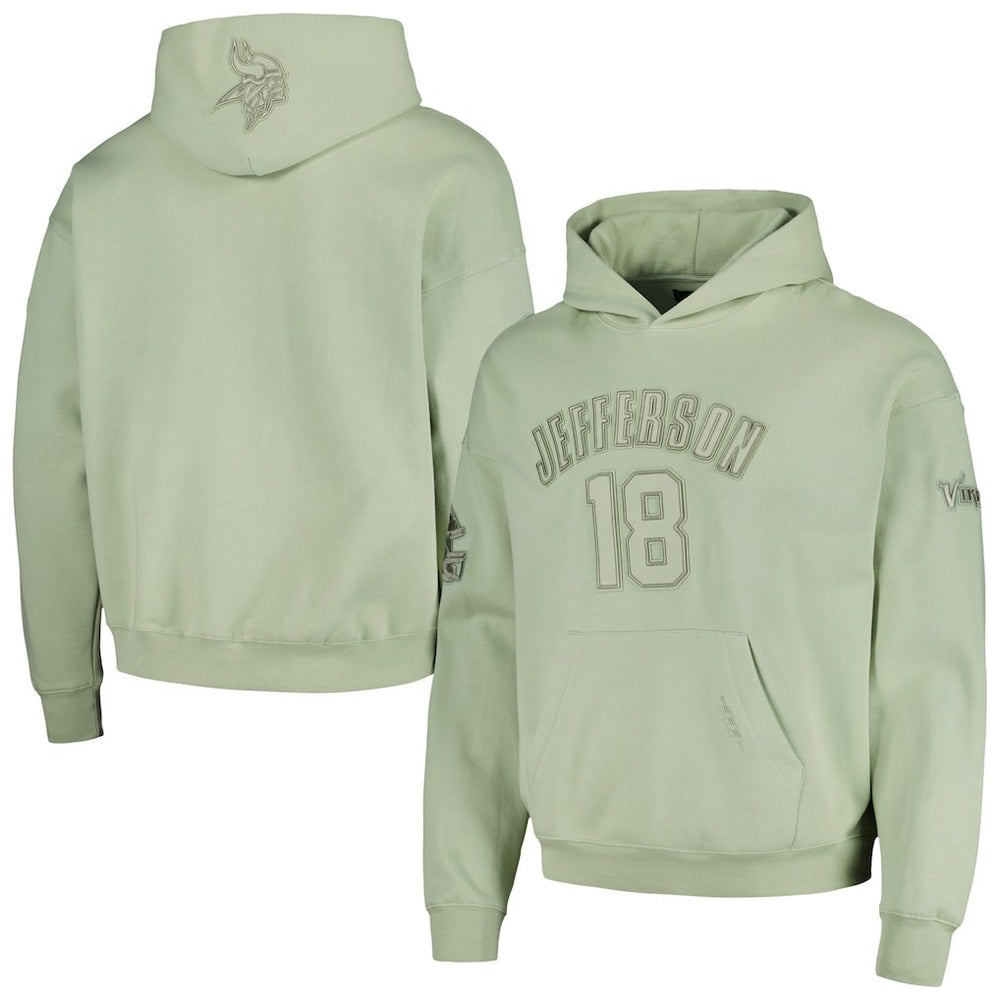 Justin Jefferson Minnesota Vikings Pro Standard Player Name & Number Pullover Hoodie Light Green - NFL