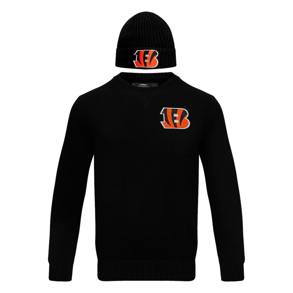 Cincinnati Bengals Pro Standard Crewneck Pullover Sweater & Cuffed Knit Hat Box Gift Set Black - NFL