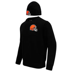 Cleveland Browns Pro Standard Crewneck Pullover Sweater & Cuffed Knit Hat Box Gift Set Black - NFL