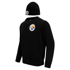 Pittsburgh Steelers Pro Standard Crewneck Pullover Sweater & Cuffed Knit Hat Box Gift Set Black - NFL