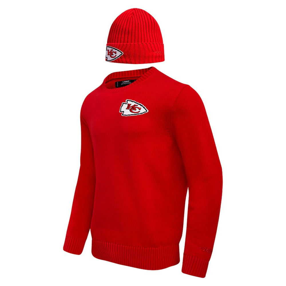 Kansas City Chiefs Pro Standard Crewneck Pullover Sweater & Cuffed Knit Hat Box Gift Set Red - NFL