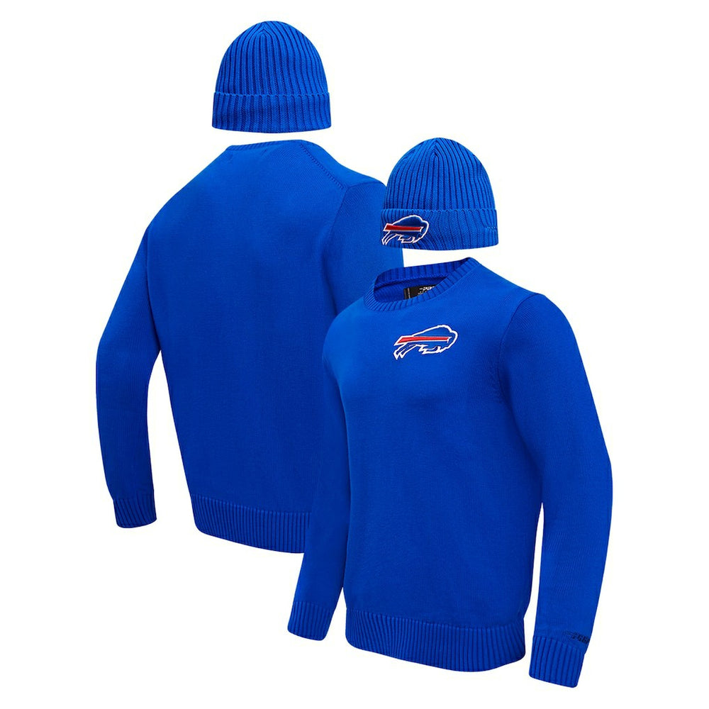 Buffalo Bills Pro Standard Crewneck Pullover Sweater & Cuffed Knit Hat Box Gift Set Royal - NFL