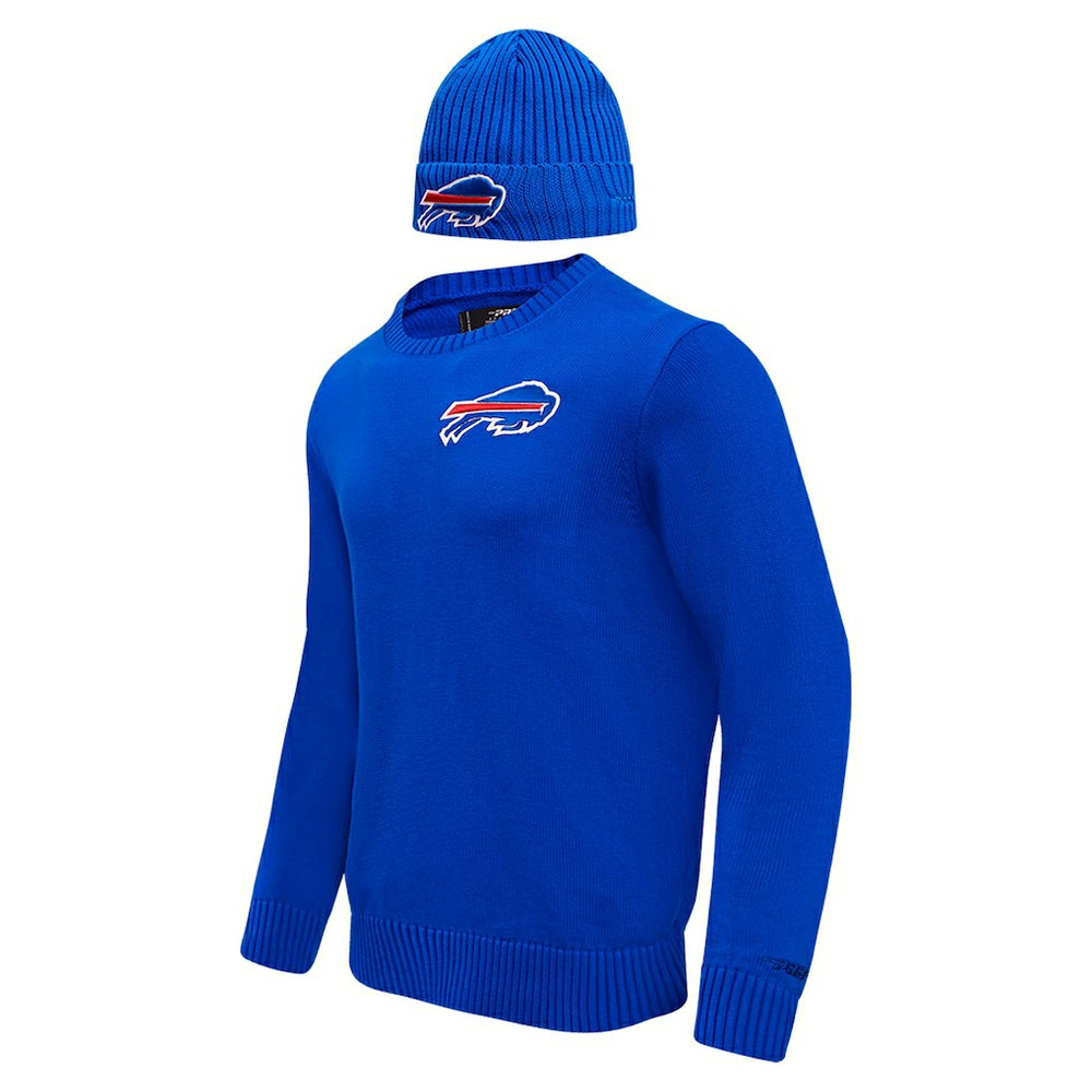 Buffalo Bills Pro Standard Crewneck Pullover Sweater & Cuffed Knit Hat Box Gift Set Royal - NFL