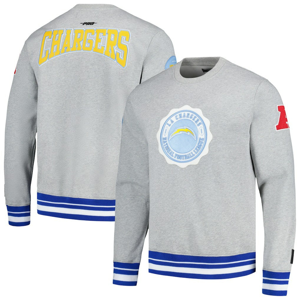 Los Angeles Chargers Pro Standard Crest Emblem Pullover Sweatshirt Heather Gray - NFL