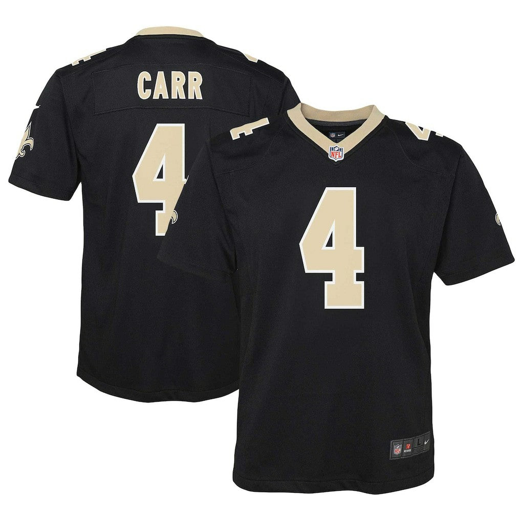 Derek Carr New Orleans Saints Youth Game Jersey - Black | NFL Jerseys