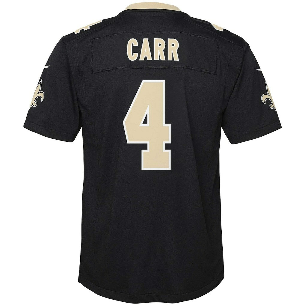 Derek Carr New Orleans Saints Youth Game Jersey - Black | NFL Jerseys